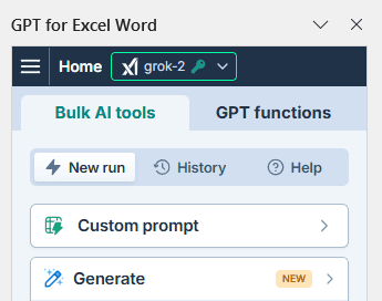 xAI Grok 2 model in GPT for Excel and Sheets