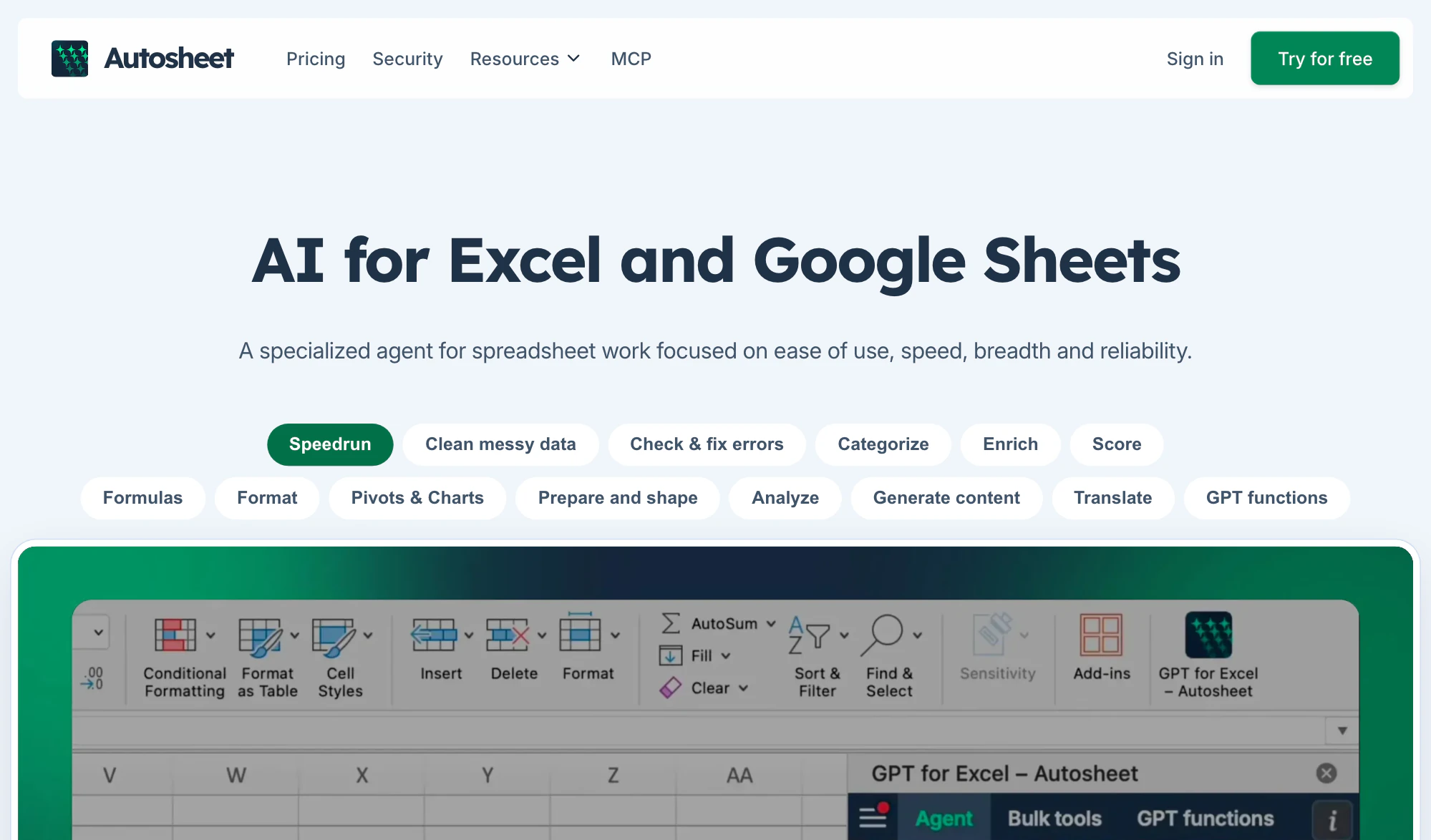 Autosheet AI task automation in spreadsheets