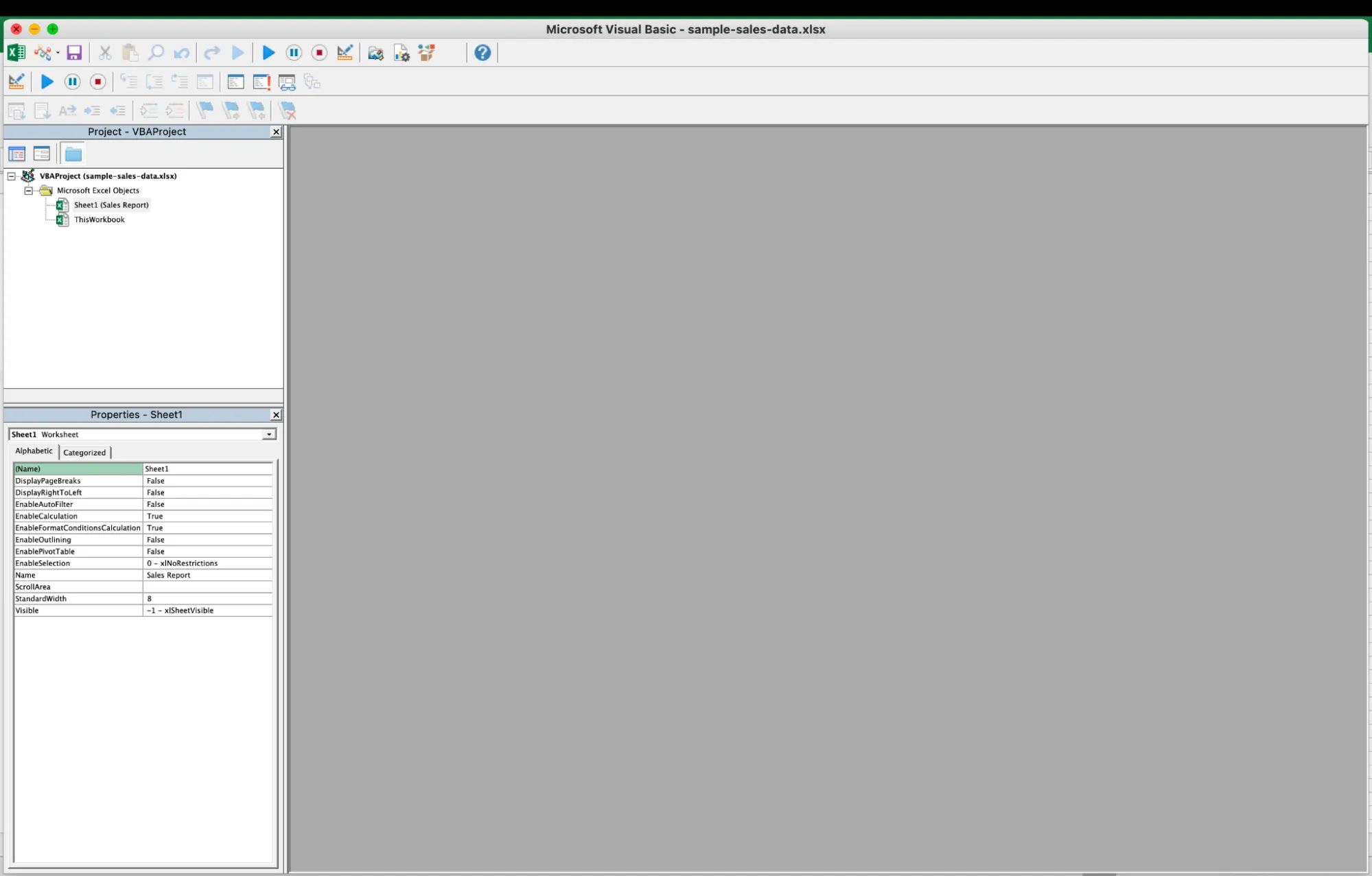 VBA Editor window in Excel