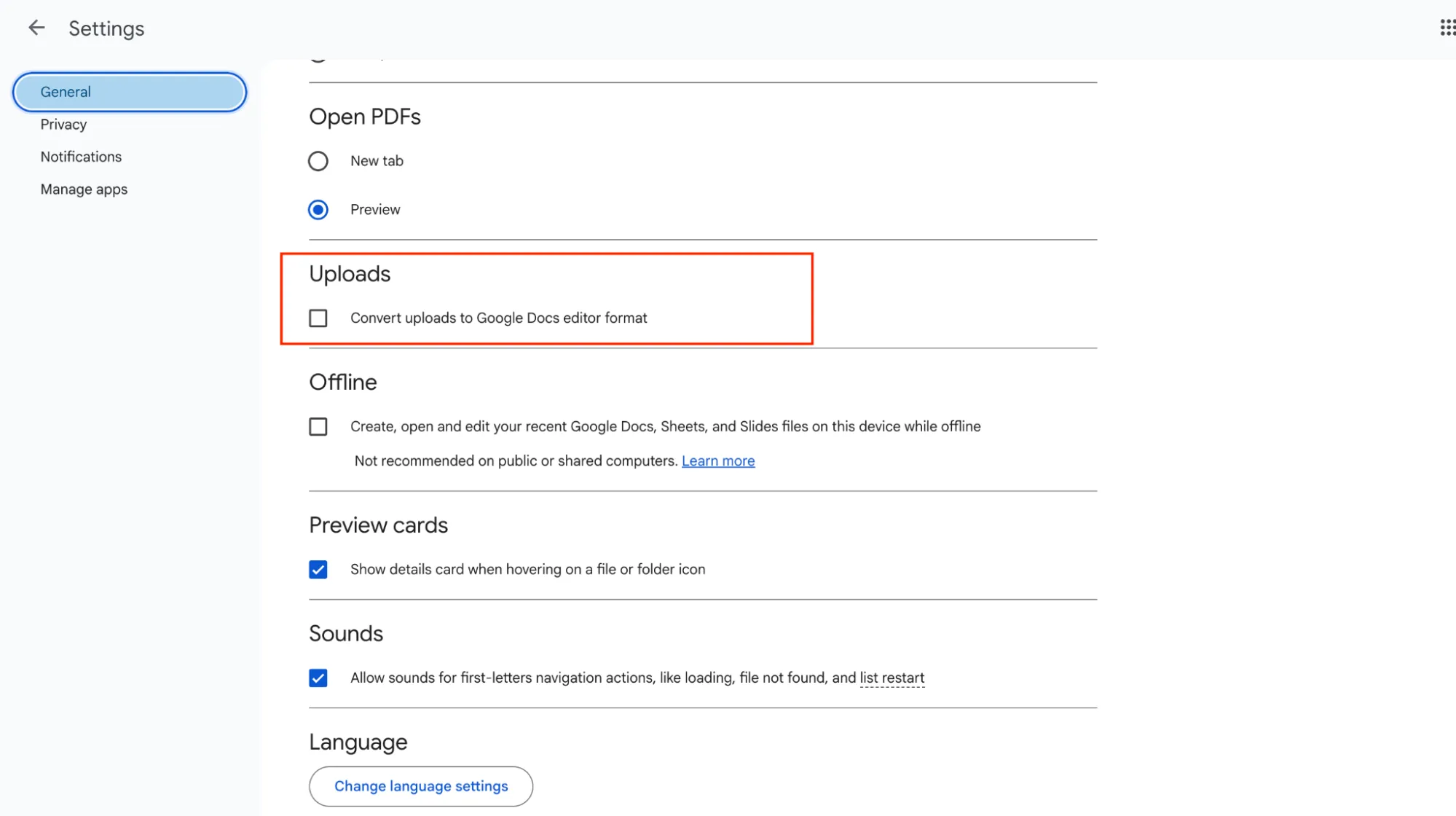 File menu with Save as Google Sheets option and Drive auto-convert setting