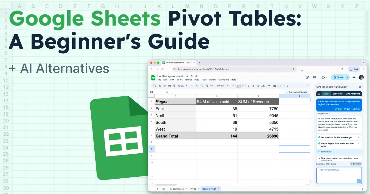 Google Sheets Pivot Tables: A Beginner's Guide (+ AI Alternatives)