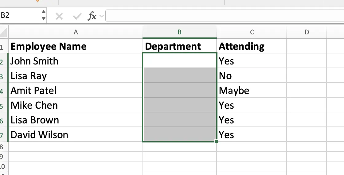Select target cells for dynamic dropdown