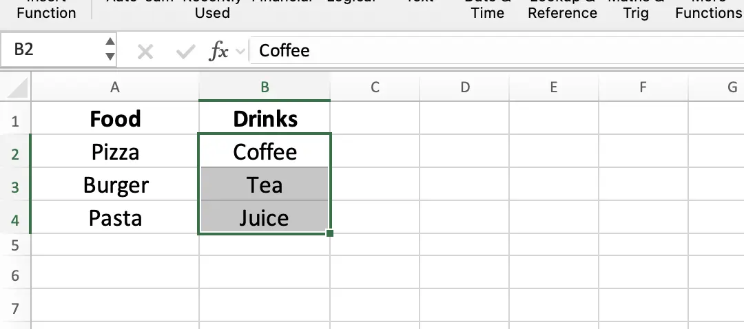 Select Drinks items range