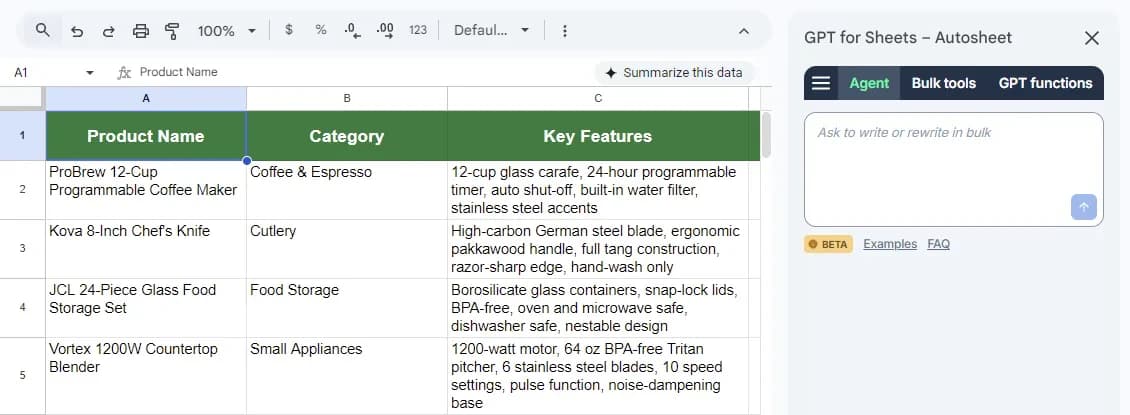 Opening the Autosheet Agent