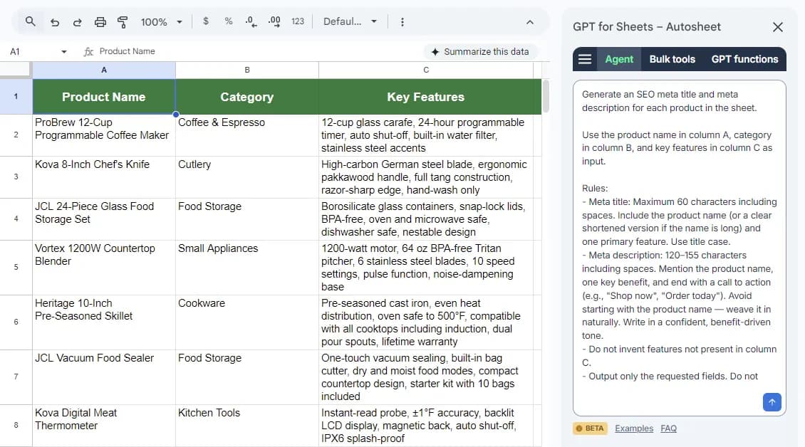 Writing the first prompt for the Autosheet Agent