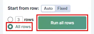 Running the bulk tool with glossary enforcement on all rows
