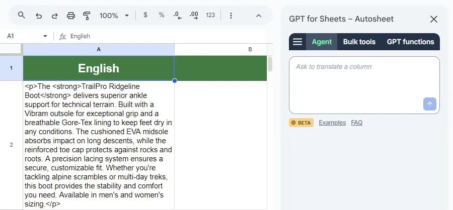 Opening the Autosheet Agent