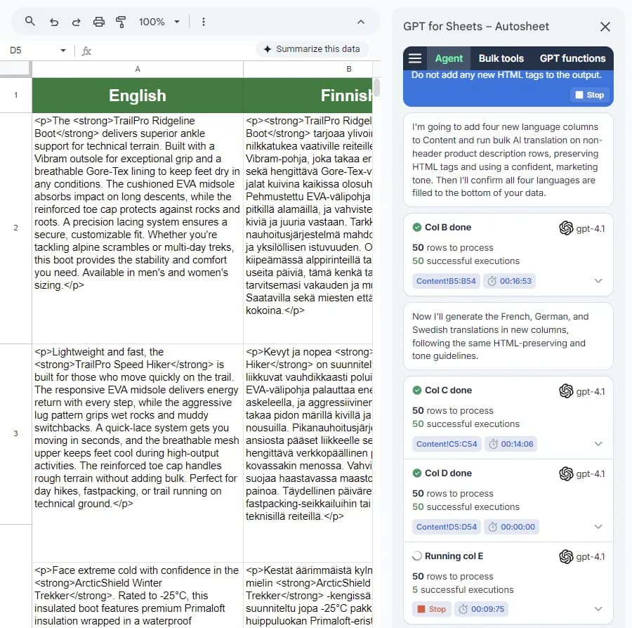 Running the Autosheet Agent