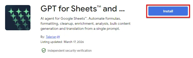 Install the Autosheet add-on