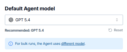 Select the default Agent model