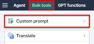 Custom prompt bulk tool in the sidebar