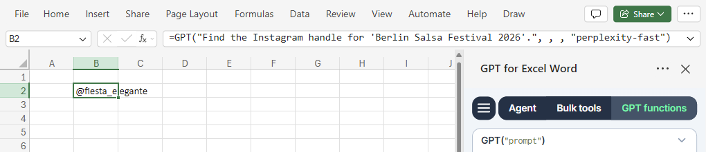Result web search functions using parameter