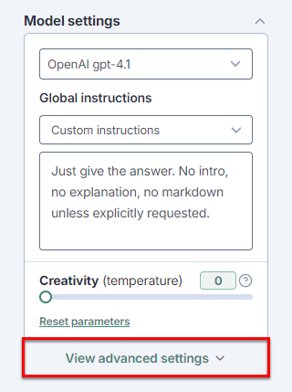 View advanced settings