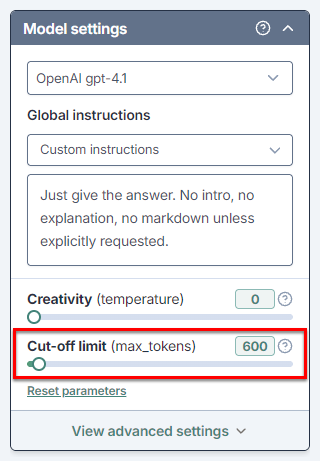 Cut-off limit