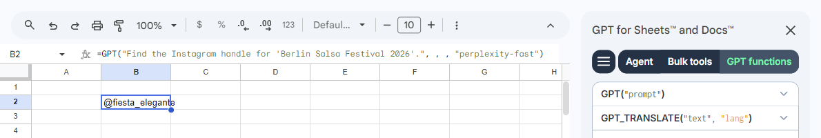 Result web search functions using parameter