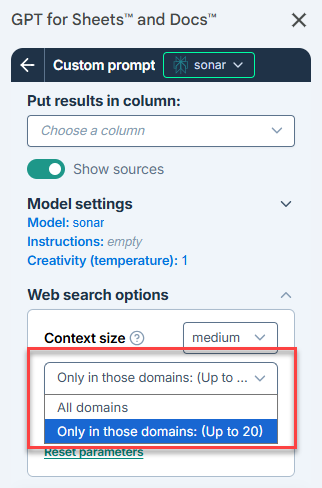 Sonar web search