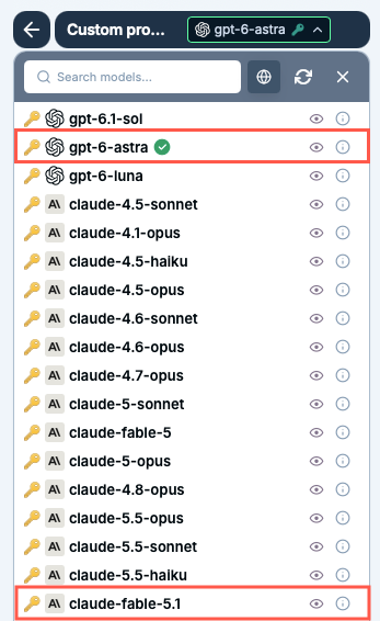 Bulk tools model switcher in GPT for Excel with OpenAI GPT-6 Astra and Anthropic Claude Fable 5.1 (connected)