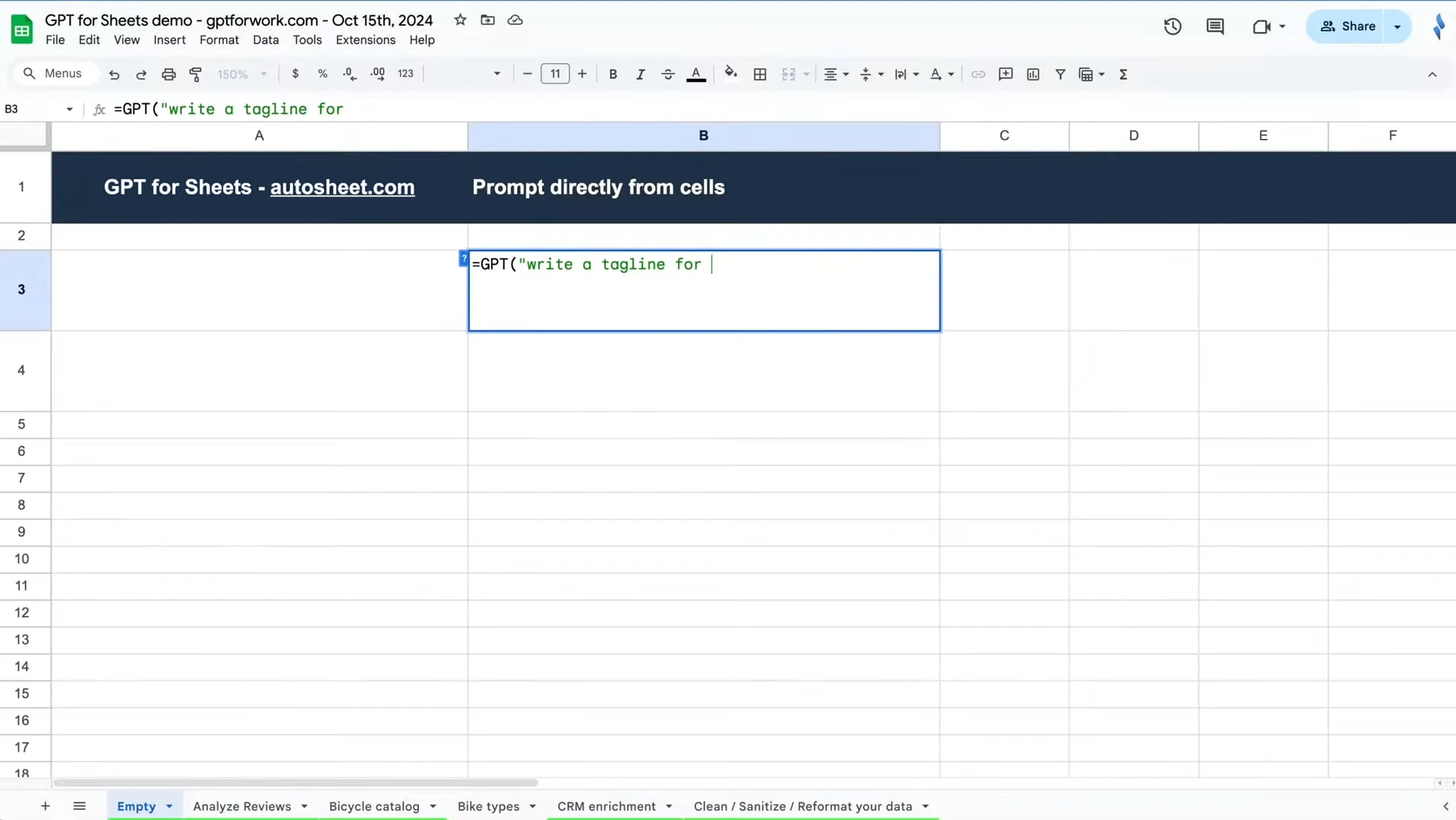 GPT functions speedrun | GPT for Sheets – Autosheet - YouTube thumbnail