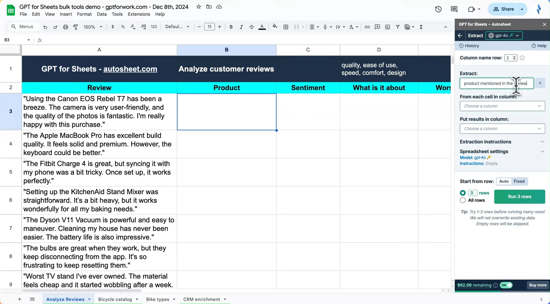 Bulk AI tools speedrun | GPT for Sheets – Autosheet - YouTube thumbnail