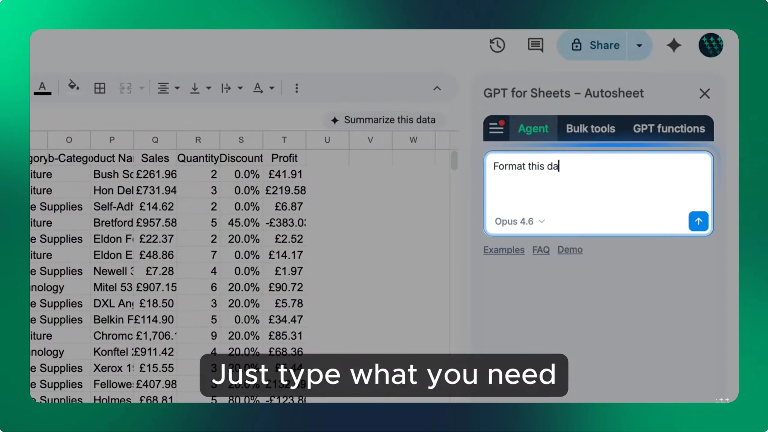 AI Agent in Google Sheets: Demonstration Speedrun - YouTube thumbnail